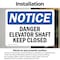 Signmission Danger Elevator Shaft Keep Closed, 10 in W x Rectangle, Vinyl Decal OS-2PACK-NS-D-710-L-10902 - alternate 2